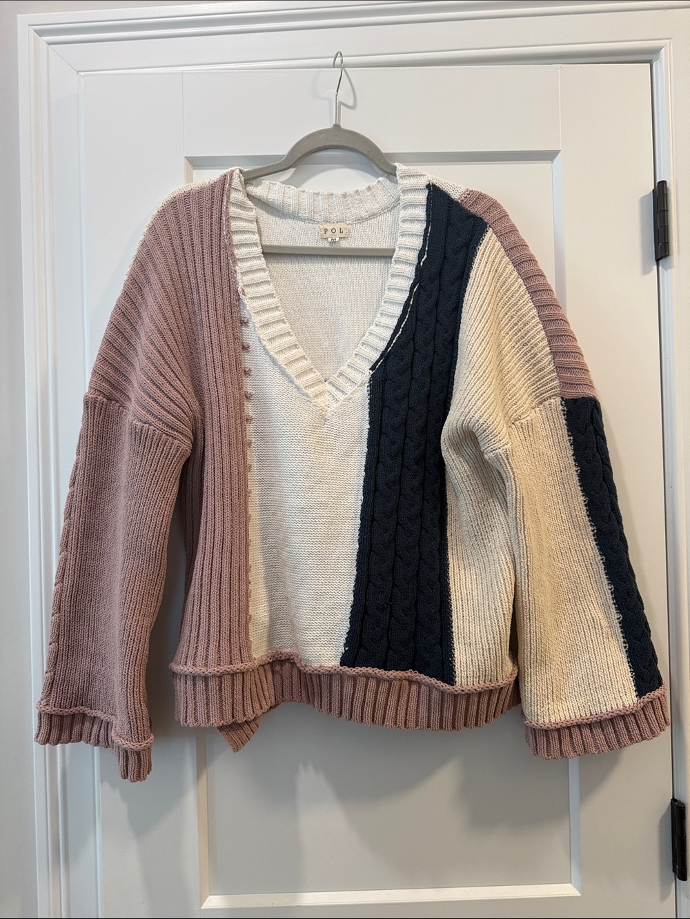 POL oversized asymmetrical color block sweater Size M